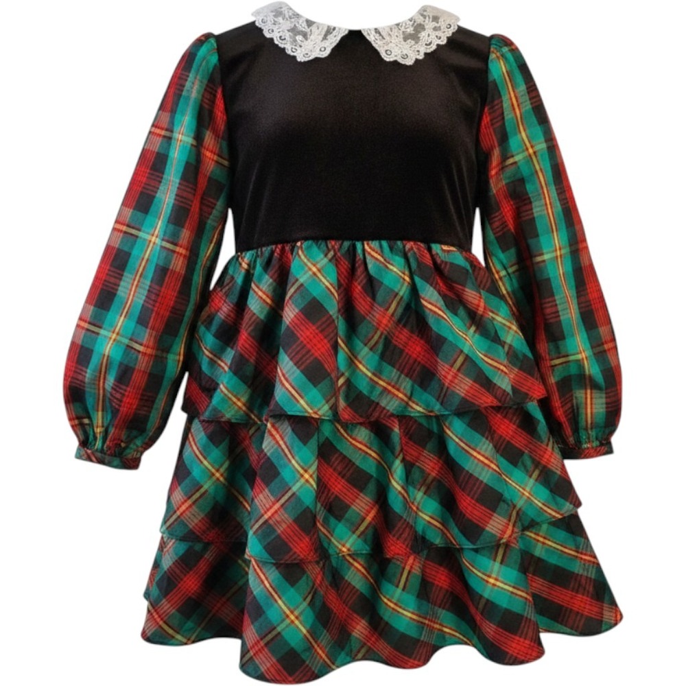 Vtg80s Martha's Too Girls Dress SZ 4 – Holiday Plaid Ruffle Tier Party/Christmas
